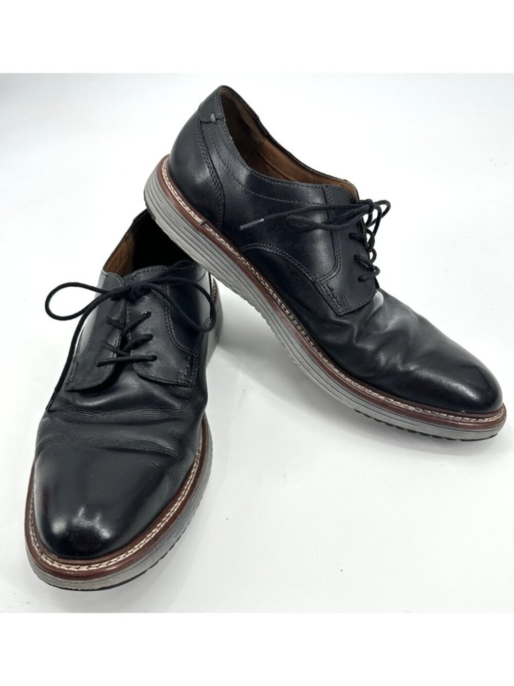 JOHNSTON & MURPHY shoes upton plain toe black full grain 12M tie light flexible
